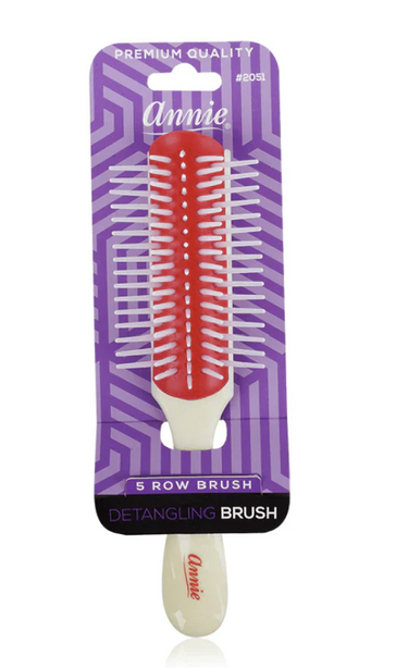 Annie 5-row brush packaging with purple background